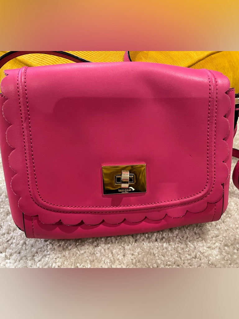 Kate Spade Bright Pink Scallop-Trim Crossbody With Gold Hardware